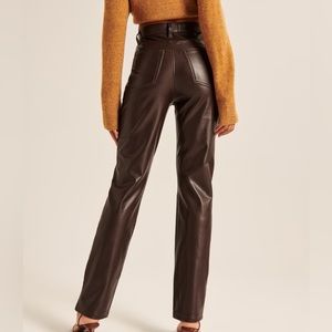 Abercrombie Curve Love Brown Leather 90s Straight Pant